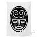 ABAKUHAUS Ethnique Nappe  Design Masque Noir Maori  Imperméable Lavable avec des Couleurs claires Visibles  140 x 200 cm  Noir Et Blanc - B07Q1B11ZQ